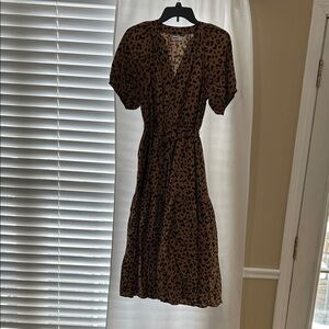 Sonoma Brown Animal Print Midi Dress